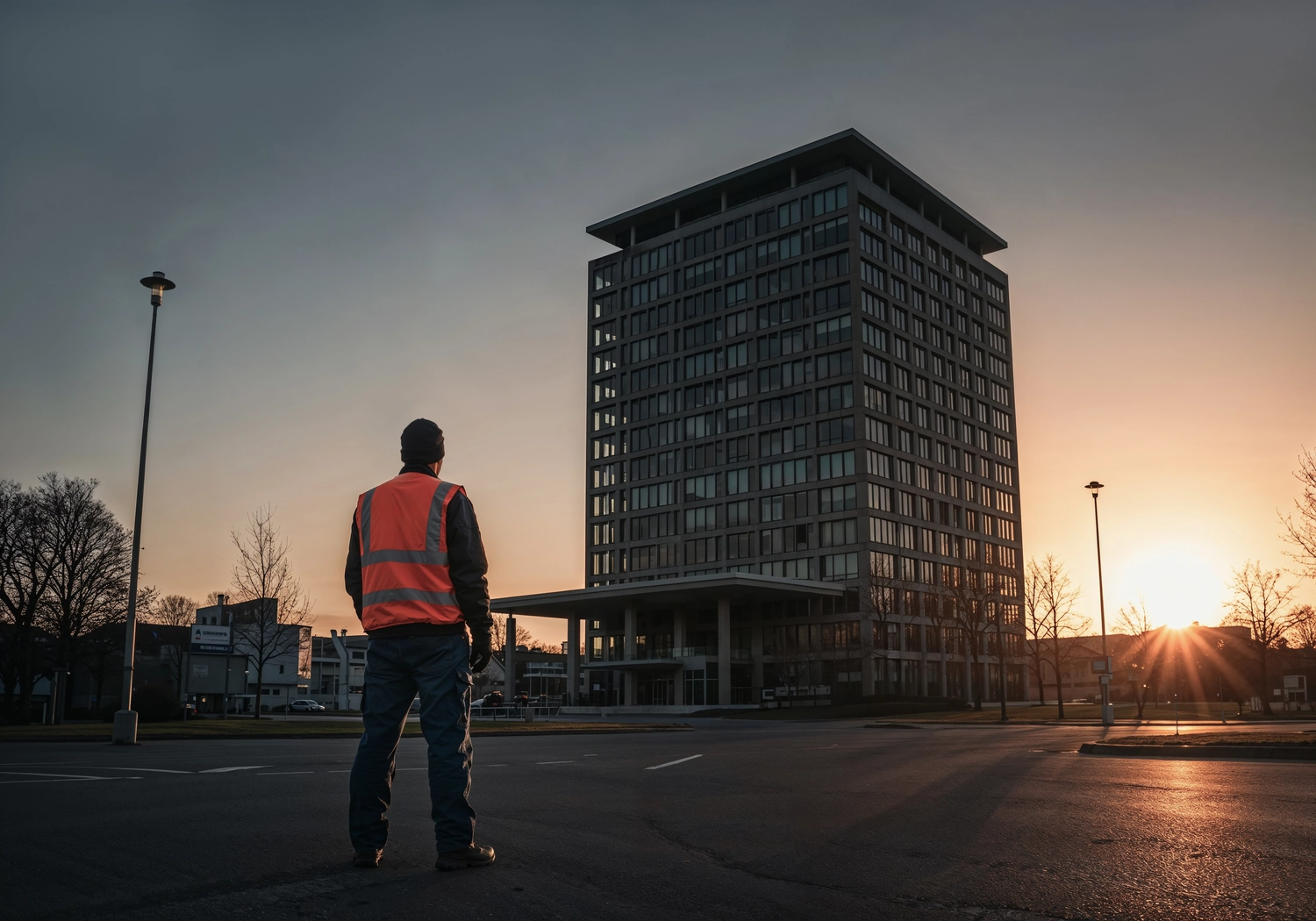 Tali – Bau, Elektro, Kabelverlegung - ein Arbeiter steht vor einem Gebäude